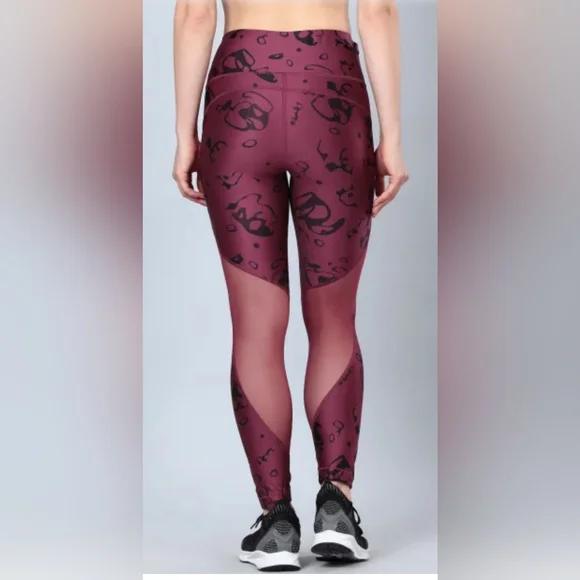 Under Armour Women's Deep Maroon Ankle Crop Ako Print Leggings - Picture 5 of 11